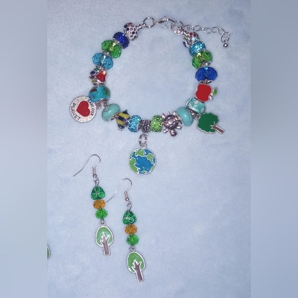 Earth Ocean Bracelet Earrings Book Of Poems - Picture 5 of 9